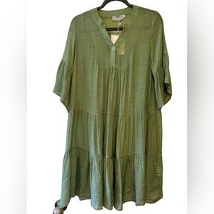 Belongsci Sheer Ruffled Tier Dress/ Coverup S